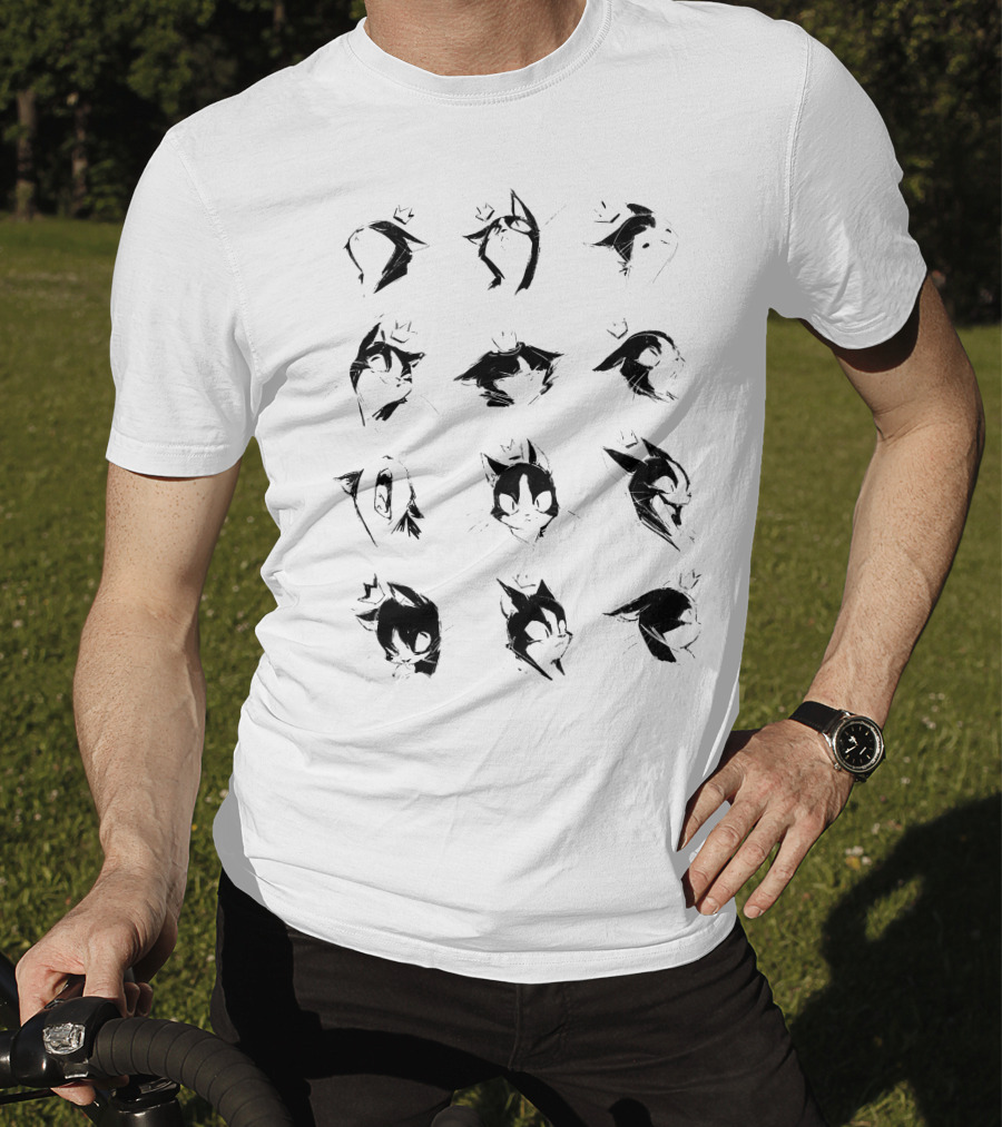 Bibisama BIBI Penguin Faces Sketch T-Shirt