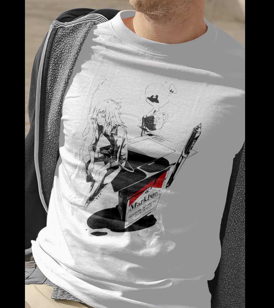 Bibisama Markhor Cigarettes Tablet Smoke Anime Manga T-Shirt