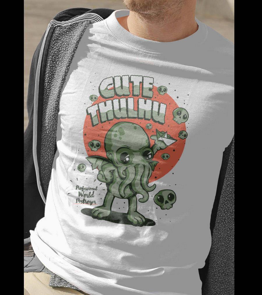 Cute Thulhu Professional World Destroyer Skulls And Paper Boat T-Shirt