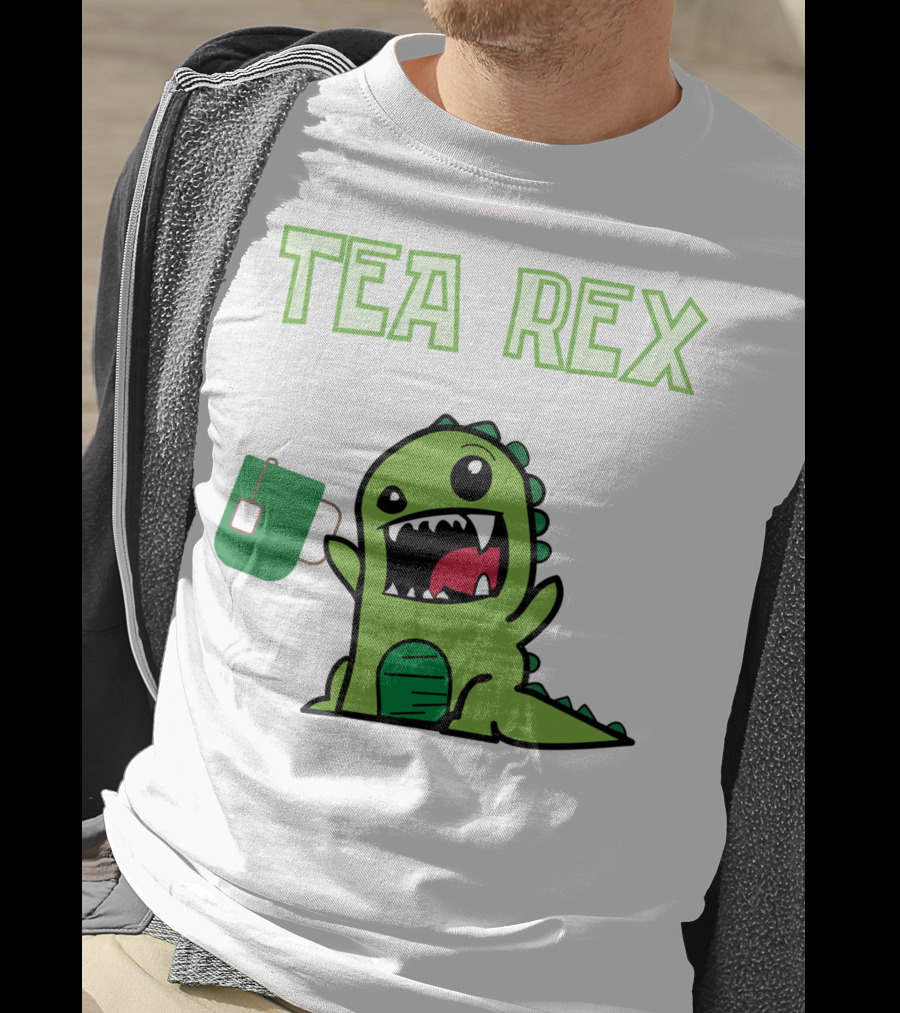 Tea Rex Dinosaur Holding Tea Bag T-Shirt