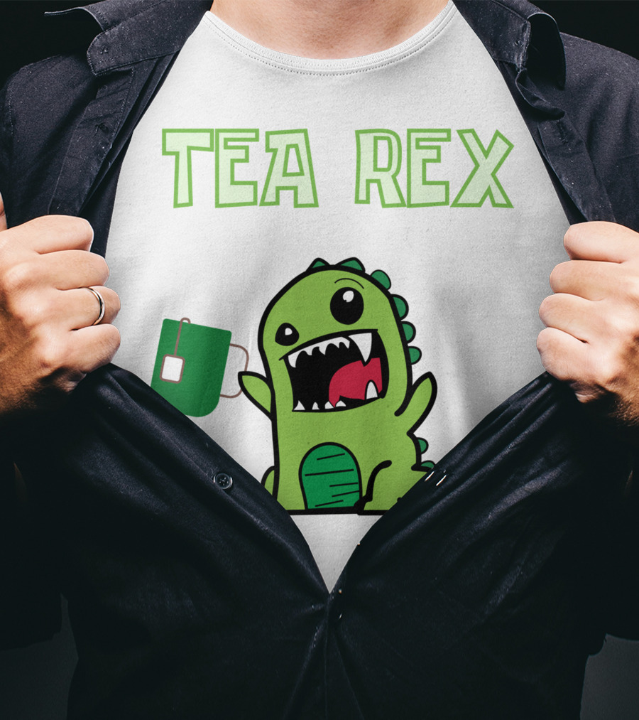 Tea Rex Dinosaur Holding Tea Bag T-Shirt