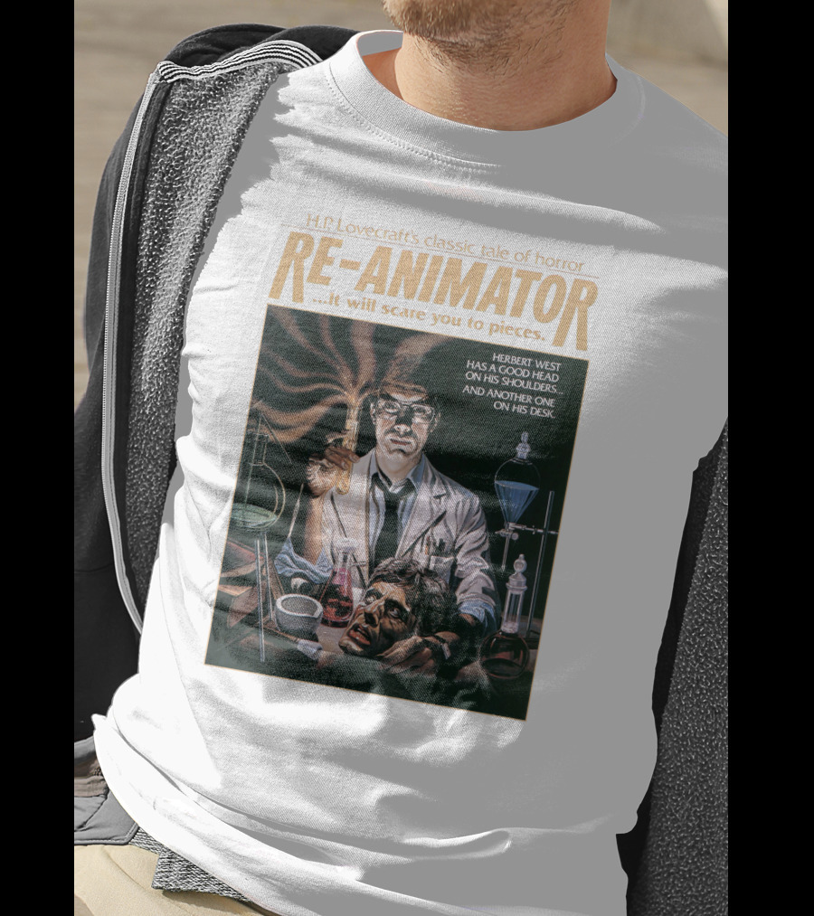 H.P. Lovecraft's Classic Tale Of Horror Re-Animator Herbert West Has A Good Head On His Shoulders T-Shirt