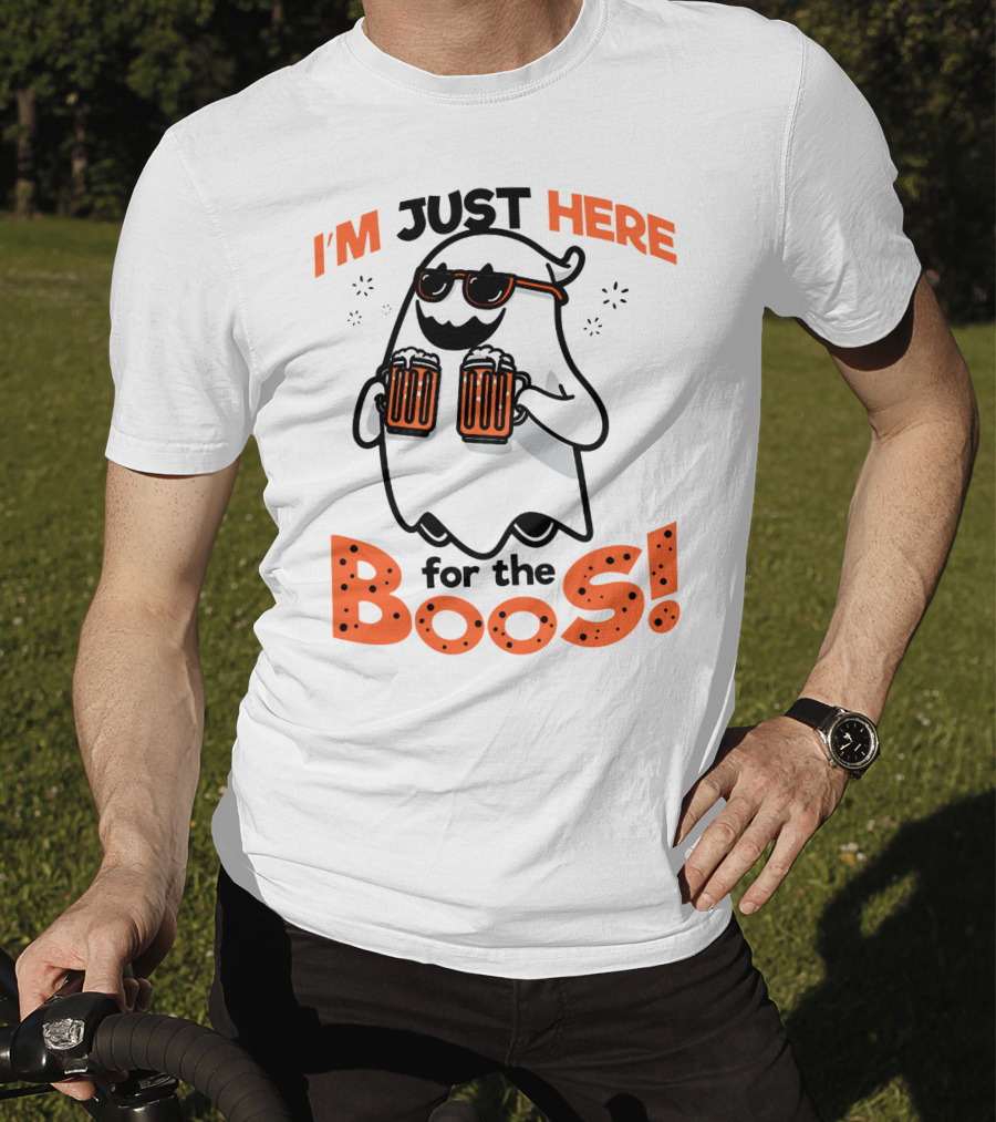 I'm Just Here For The Boos With Ghost Holding Beers T-Shirt