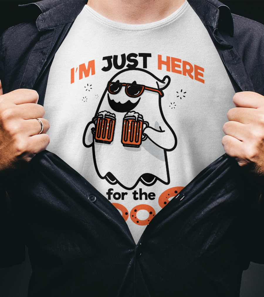 I'm Just Here For The Boos With Ghost Holding Beers T-Shirt