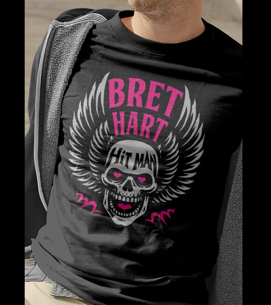 Bret Hart Hit Man Skull With Wings T-Shirt