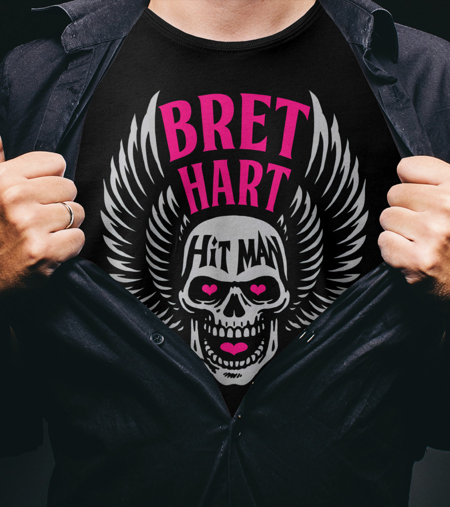Bret Hart Hit Man Skull With Wings T-Shirt