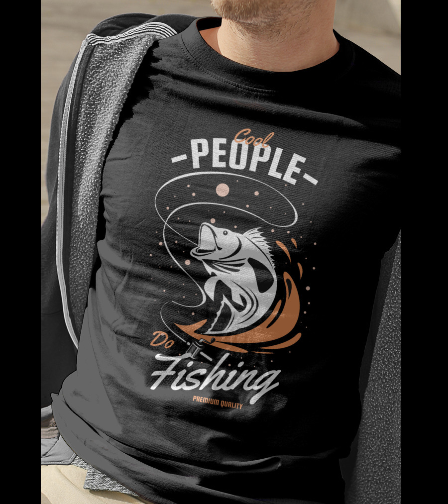 Cool People Do Fishing With Fish And Hook T-Shirt