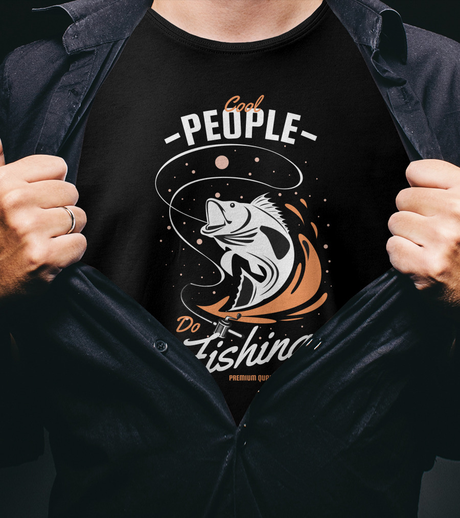 Cool People Do Fishing With Fish And Hook T-Shirt