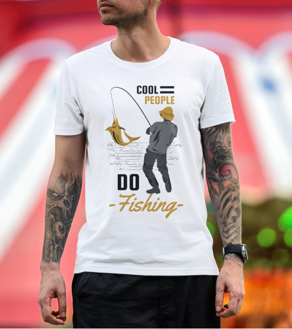 Premium T-Shirt: Cool People Do Fishing With Stylish Fisherman and Catch T-Shirt Cool People Do Fishing With Stylish Fisherman and Catch T-Shirt