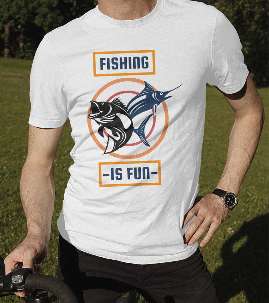 Fishing Is Fun Marlin And Bass Circular Target T-Shirt