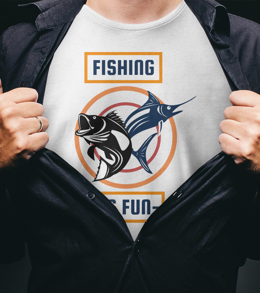 Fishing Is Fun Marlin And Bass Circular Target T-Shirt