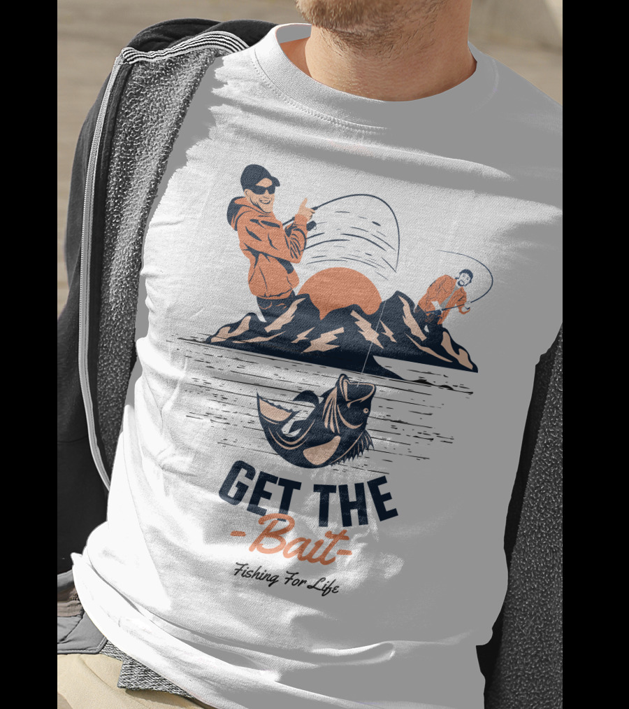 GET THE BAIT Fishing For Life Mountain Sunset Catch T-Shirt