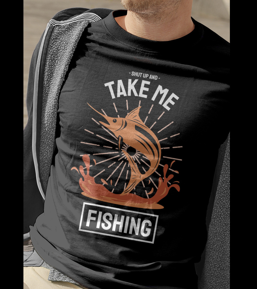 Shut Up And Take Me Fishing Marlin Jump Splash T-Shirt