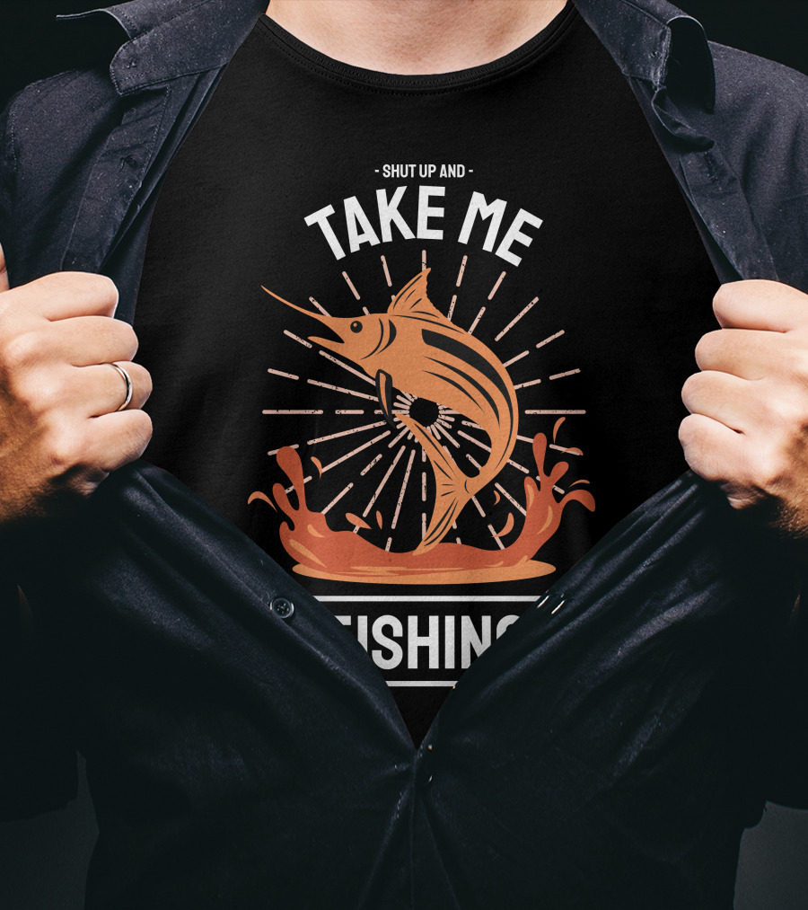 Shut Up And Take Me Fishing Marlin Jump Splash T-Shirt