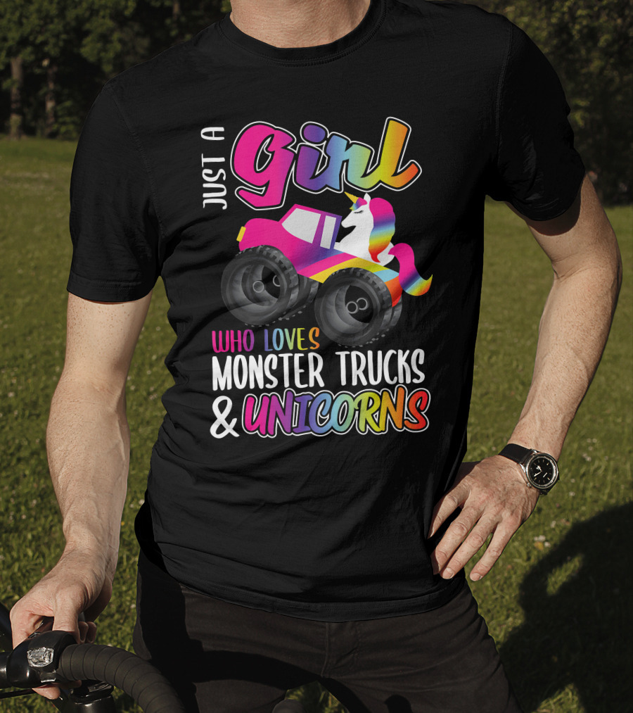 Just A Girl Who Loves Monster Trucks And Unicorns T-Shirt