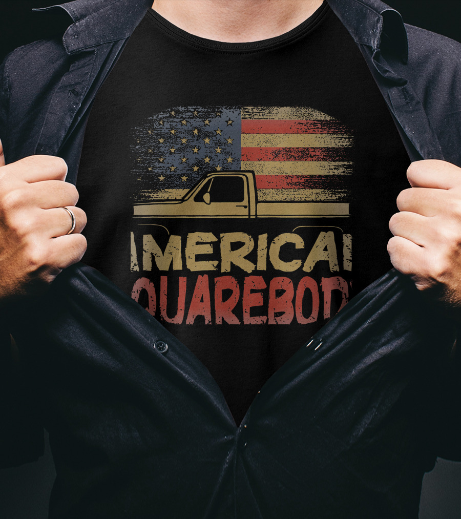 American Flag Squarebody Truck Graphic U.S. Americana T-Shirt