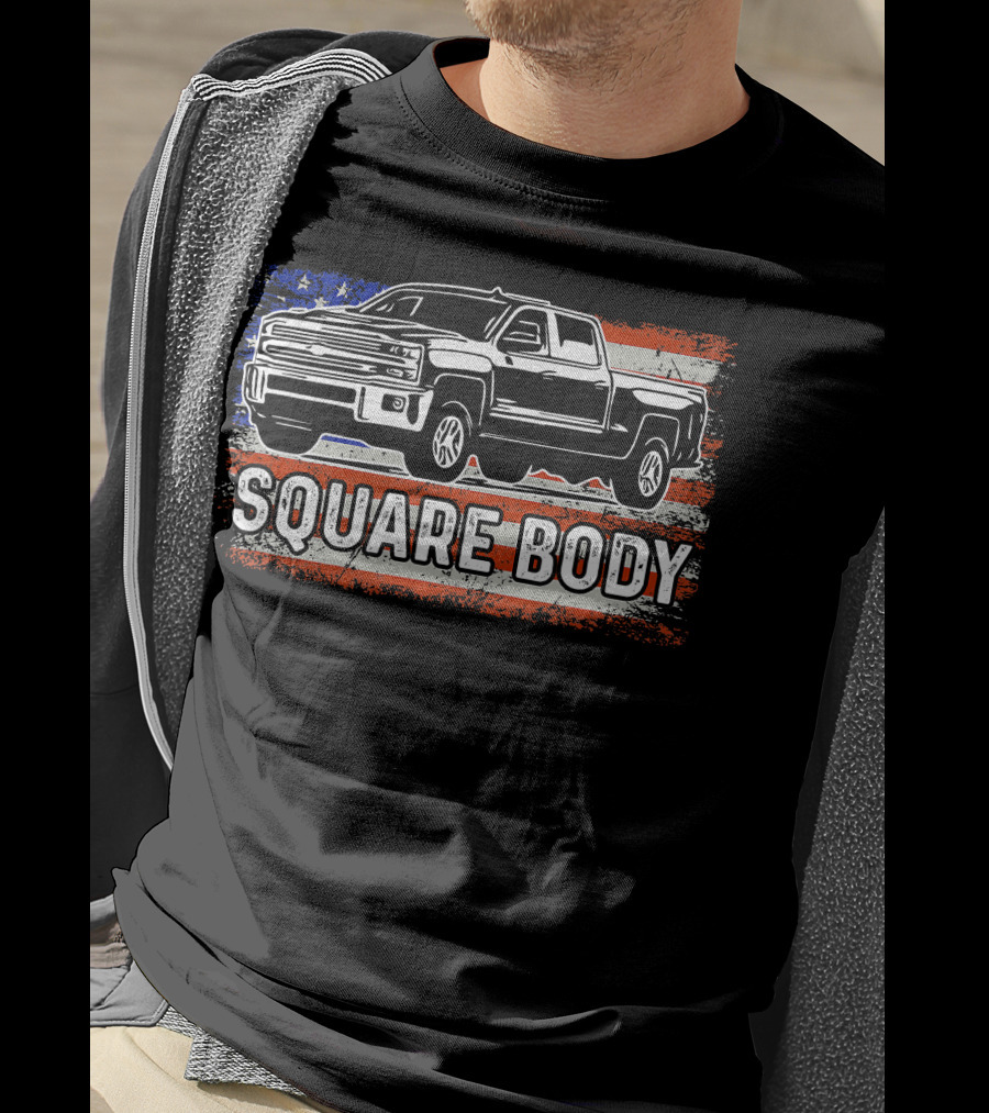Patriotic American Flag Square Body Truck T-Shirt