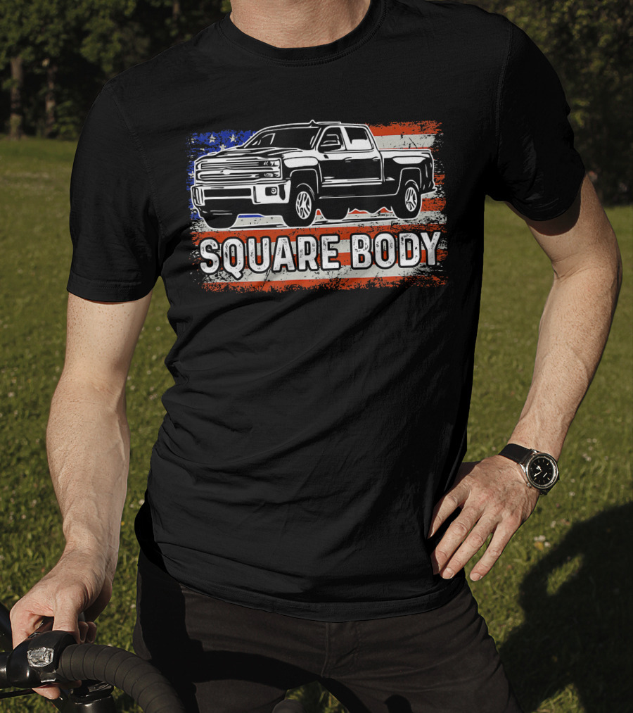 Patriotic American Flag Square Body Truck T-Shirt