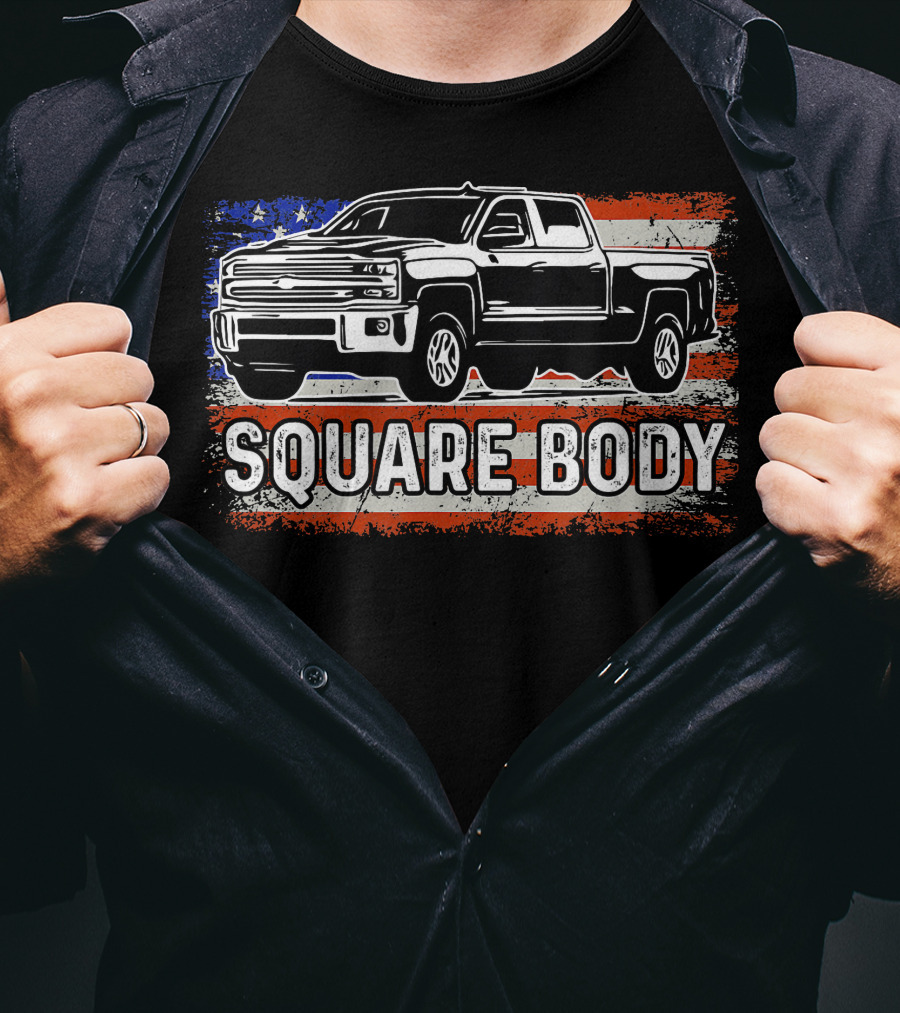 Patriotic American Flag Square Body Truck T-Shirt