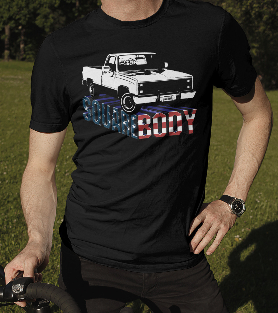 American Flag Squarebody Truck Patriotic American Square Body T-Shirt