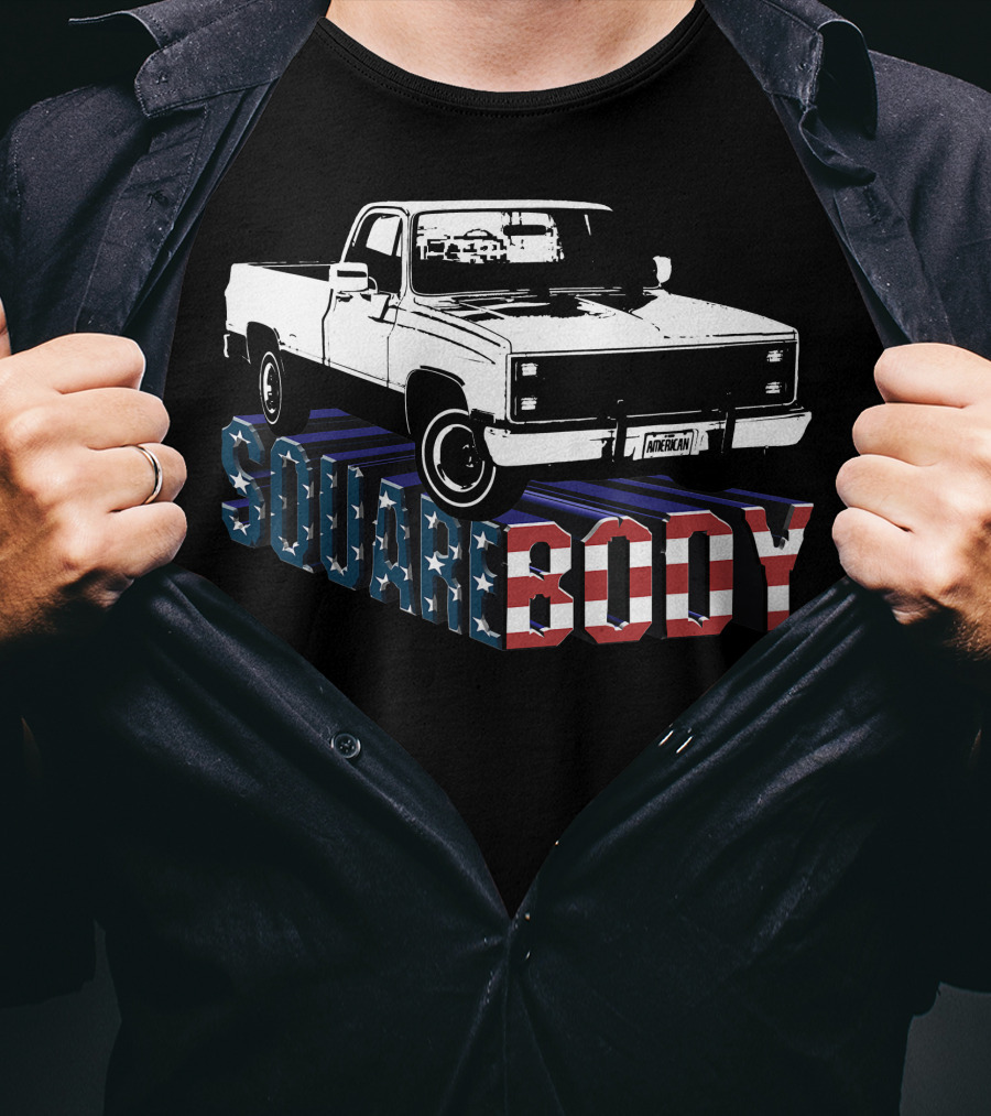 American Flag Squarebody Truck Patriotic American Square Body T-Shirt