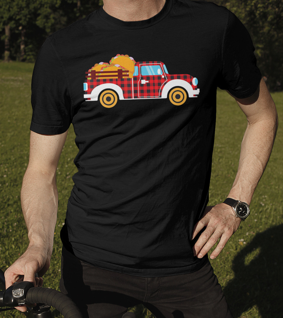 Buffalo Plaid Truck With Tacos Cinco De Mayo Boy Taco T-Shirt