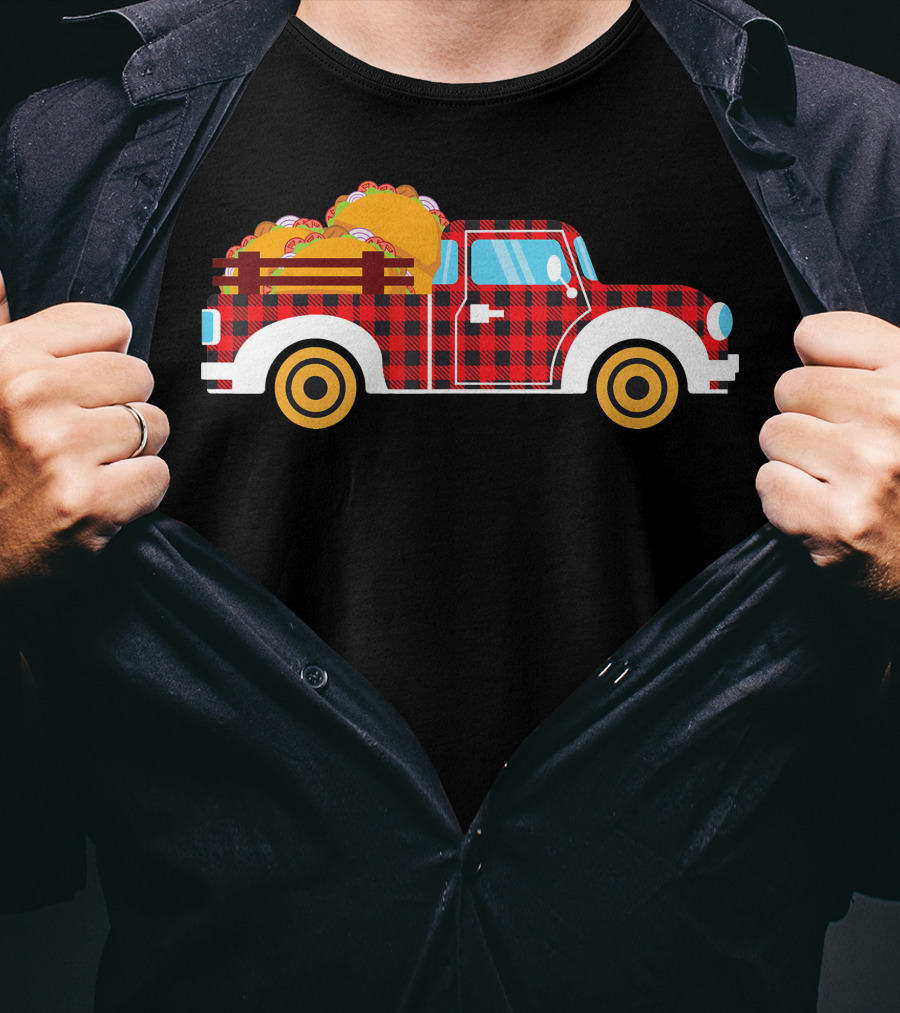 Buffalo Plaid Truck With Tacos Cinco De Mayo Boy Taco T-Shirt