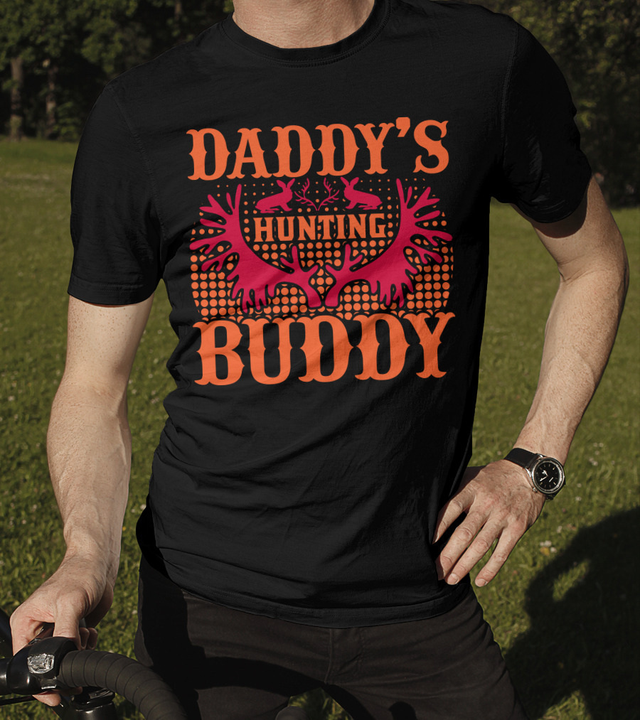 Daddy's Hunting Buddy Antler Design With Rabbits T-Shirt