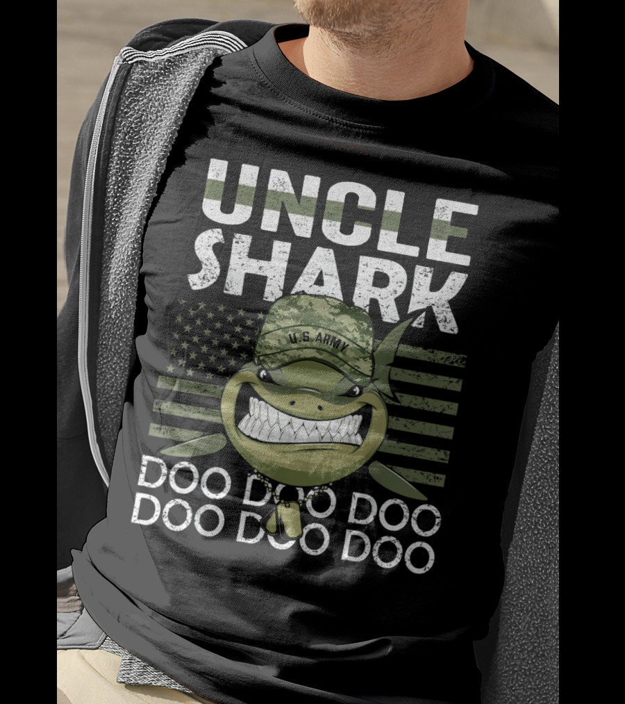U.S. Army Uncle Shark Doo Doo Doo Flag T-Shirt