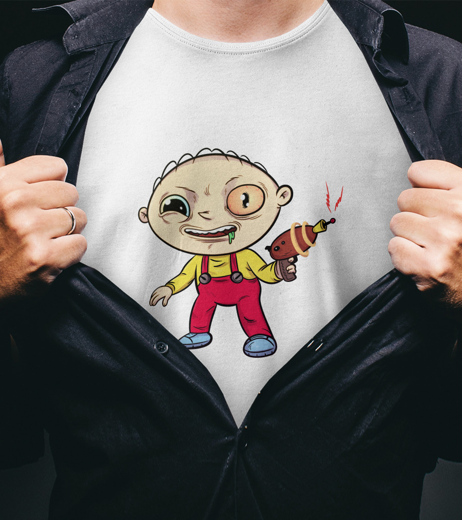 Psychedelic Stewie Griffin With Ray Gun T-Shirt