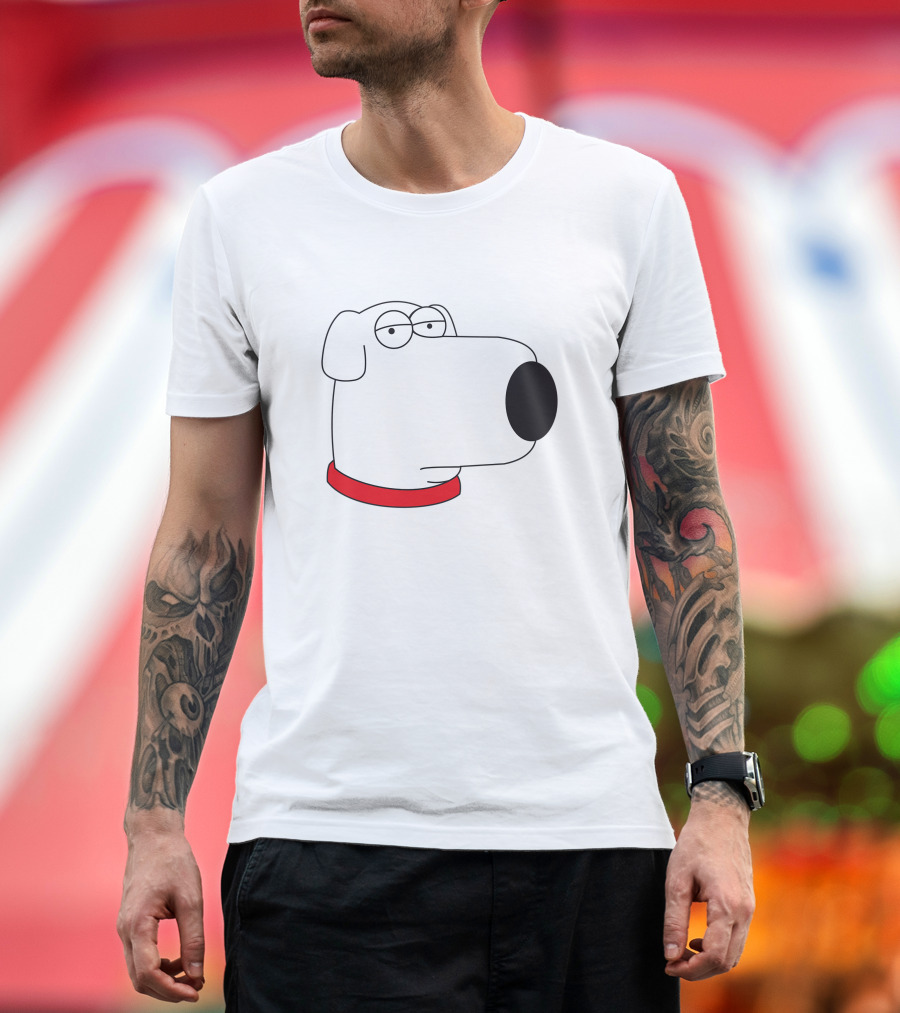 Brian Griffin Family Guy Character Face Red Collar T-Shirt