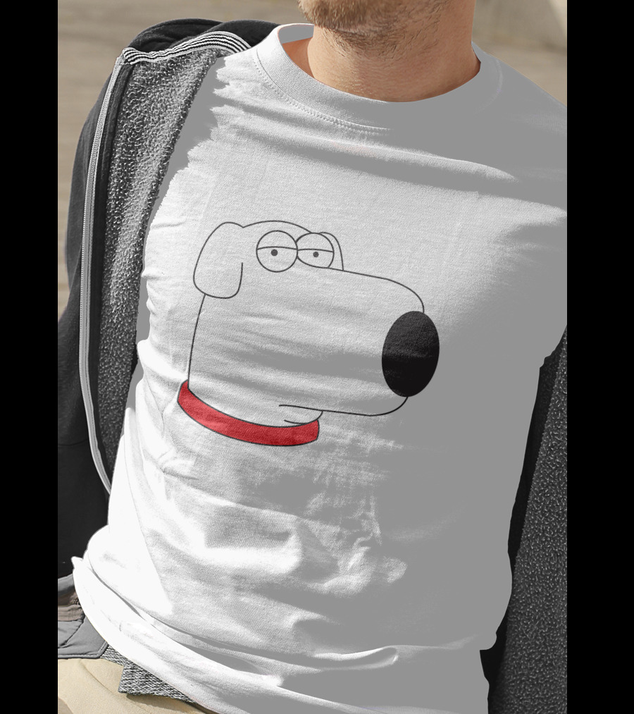 Brian Griffin Family Guy Character Face Red Collar T-Shirt