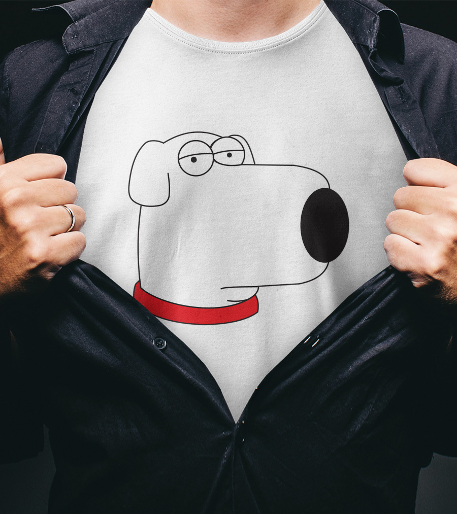 Brian Griffin Family Guy Character Face Red Collar T-Shirt