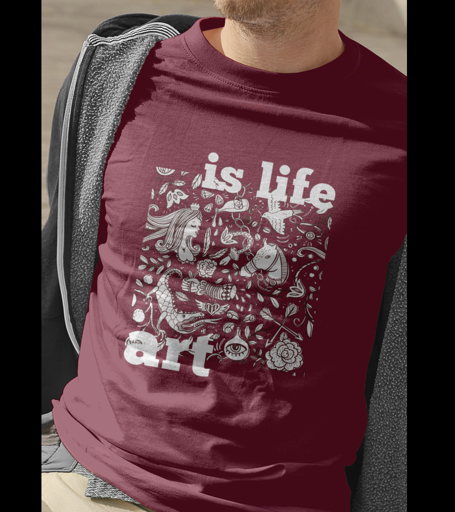 Art Is Life - Whimsical Fantasy Floral T-Shirt