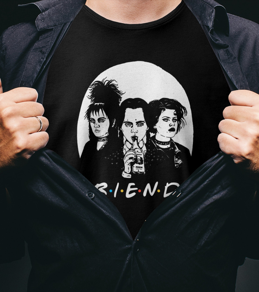 Friends 80s Gothic Style Characters With Poison Bottle T-Shirt