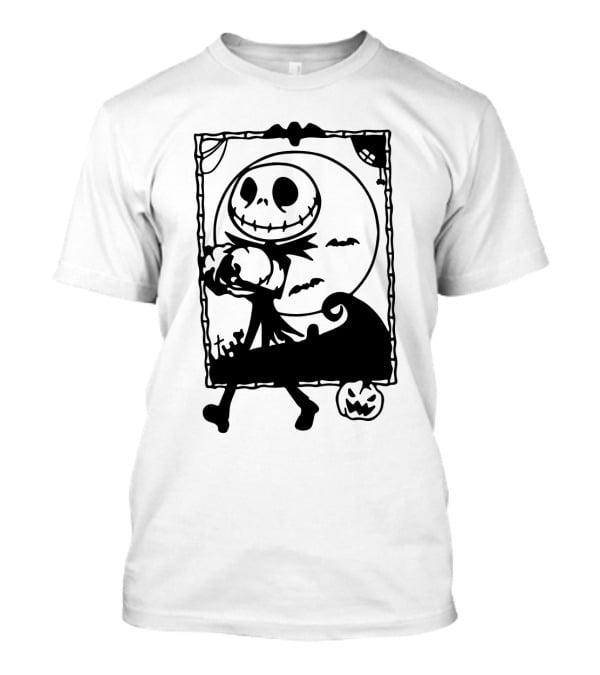 Little Jack Pumpkin Silhouette With Moon And Pumpkin Accents T-Shirt
