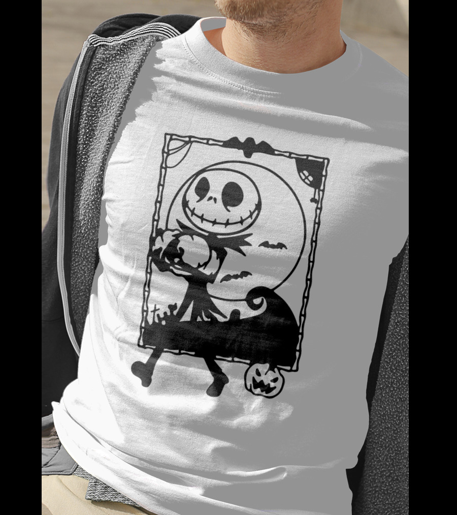 Little Jack Pumpkin Silhouette With Moon And Pumpkin Accents T-Shirt