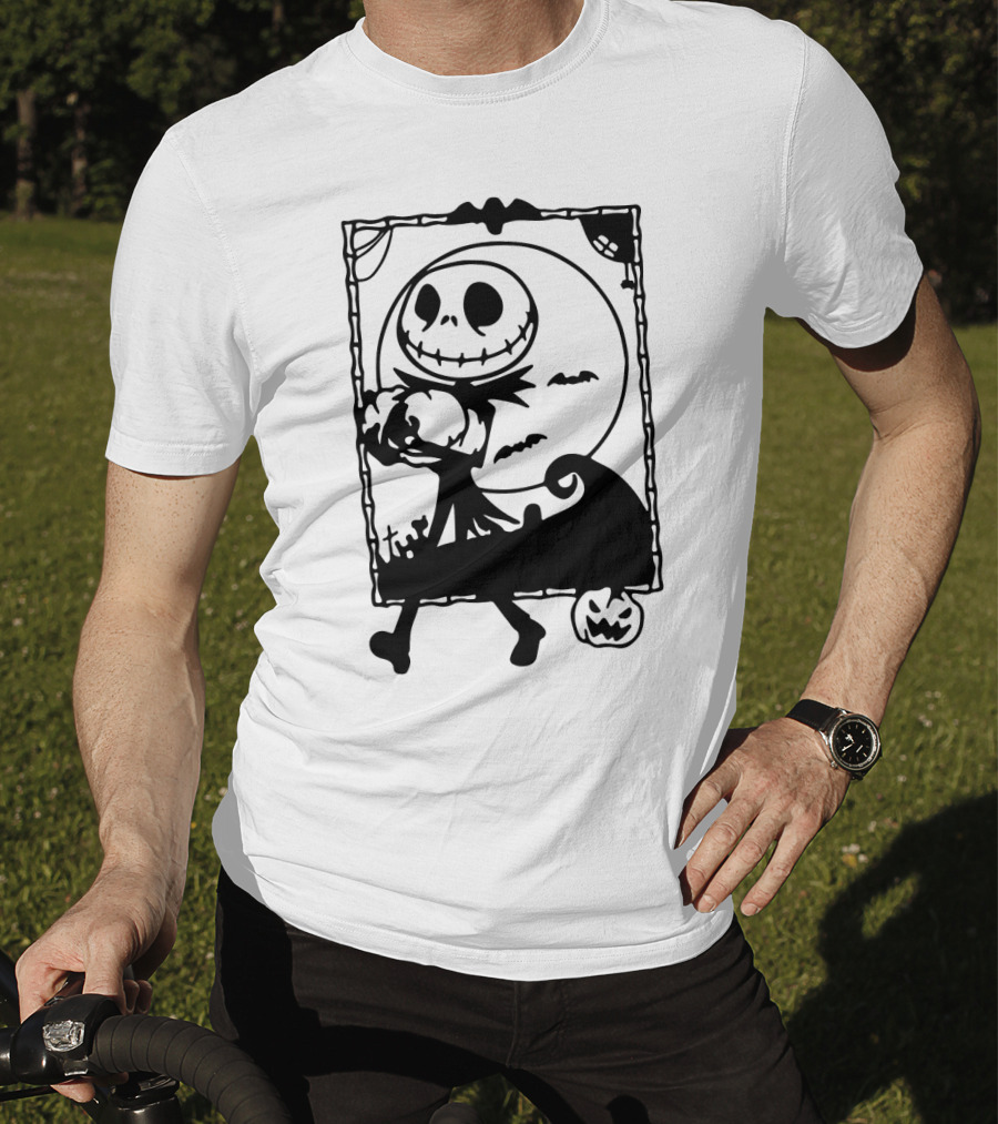 Little Jack Pumpkin Silhouette With Moon And Pumpkin Accents T-Shirt