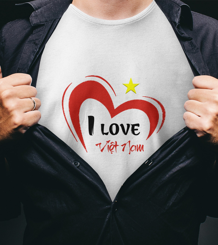 I Love Việt Nam Red Heart Yellow Star T-Shirt