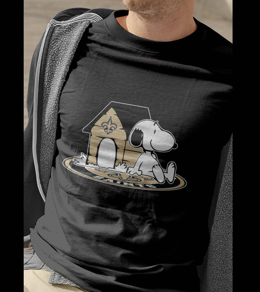 New Orleans Saints Football Fan Now And Forever Peanuts Snoopy Fleur-De-Lis Doghouse T-Shirt