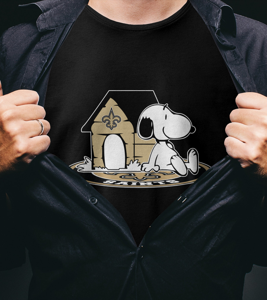 New Orleans Saints Football Fan Now And Forever Peanuts Snoopy Fleur-De-Lis Doghouse T-Shirt