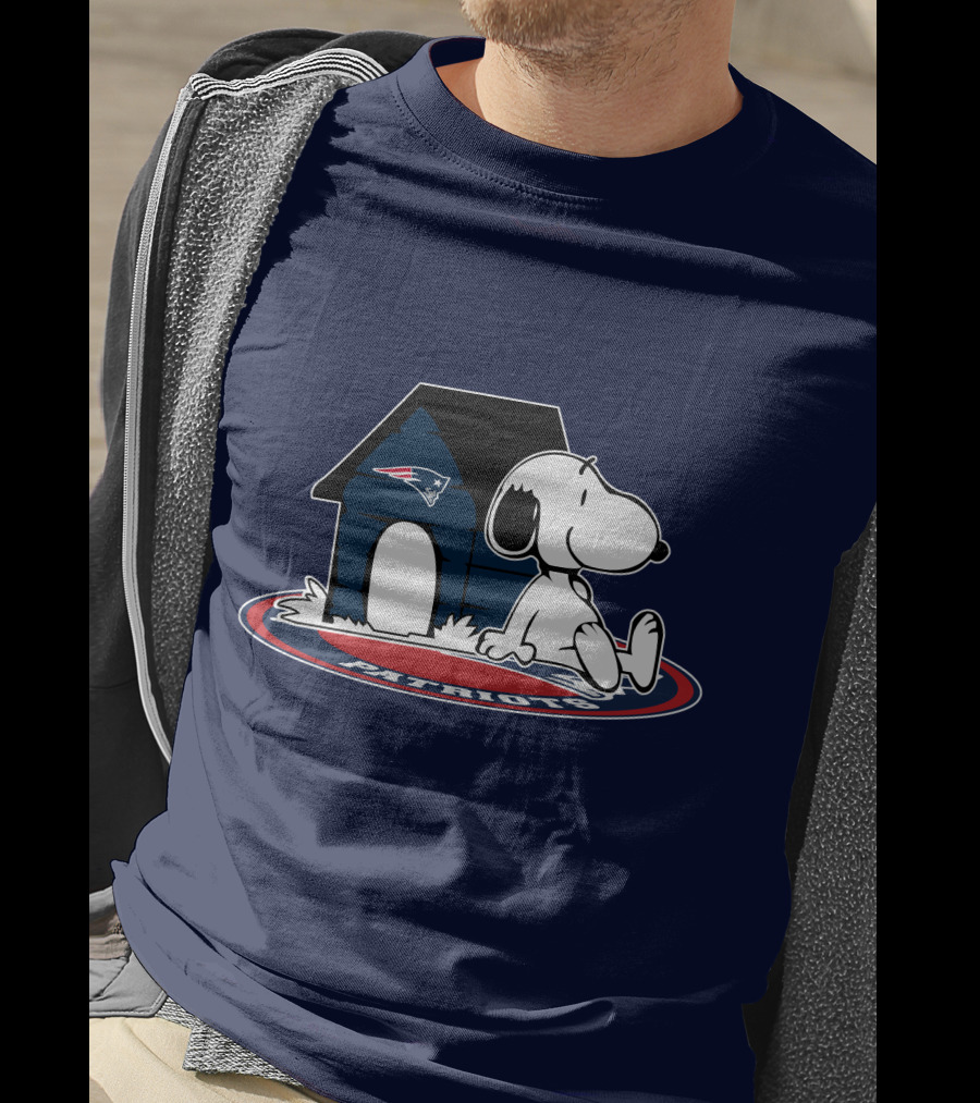 Snoopy With New England Patriots Doghouse Football Fan Now And Forever T-Shirt