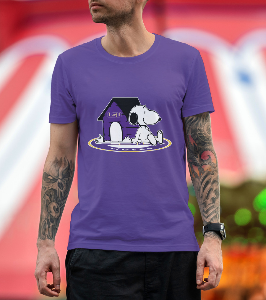 LSU Tigers Football Fan Now And Forever Snoopy Doghouse T-Shirt