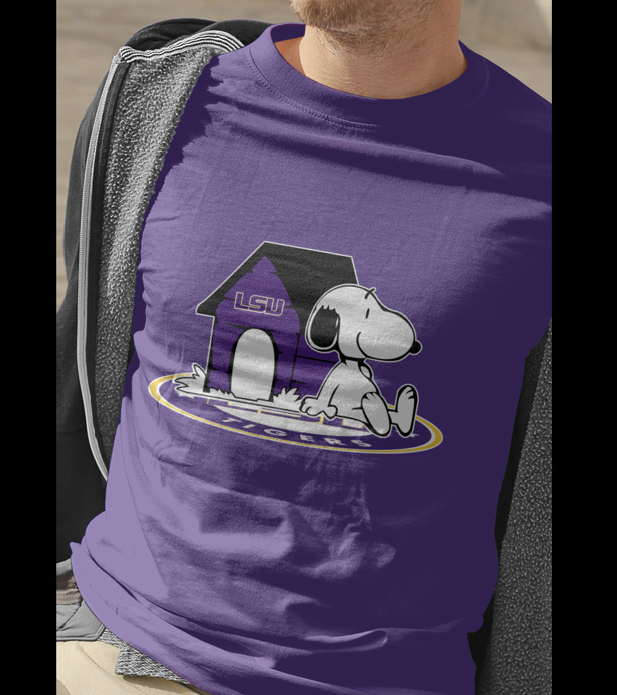 LSU Tigers Football Fan Now And Forever Snoopy Doghouse T-Shirt