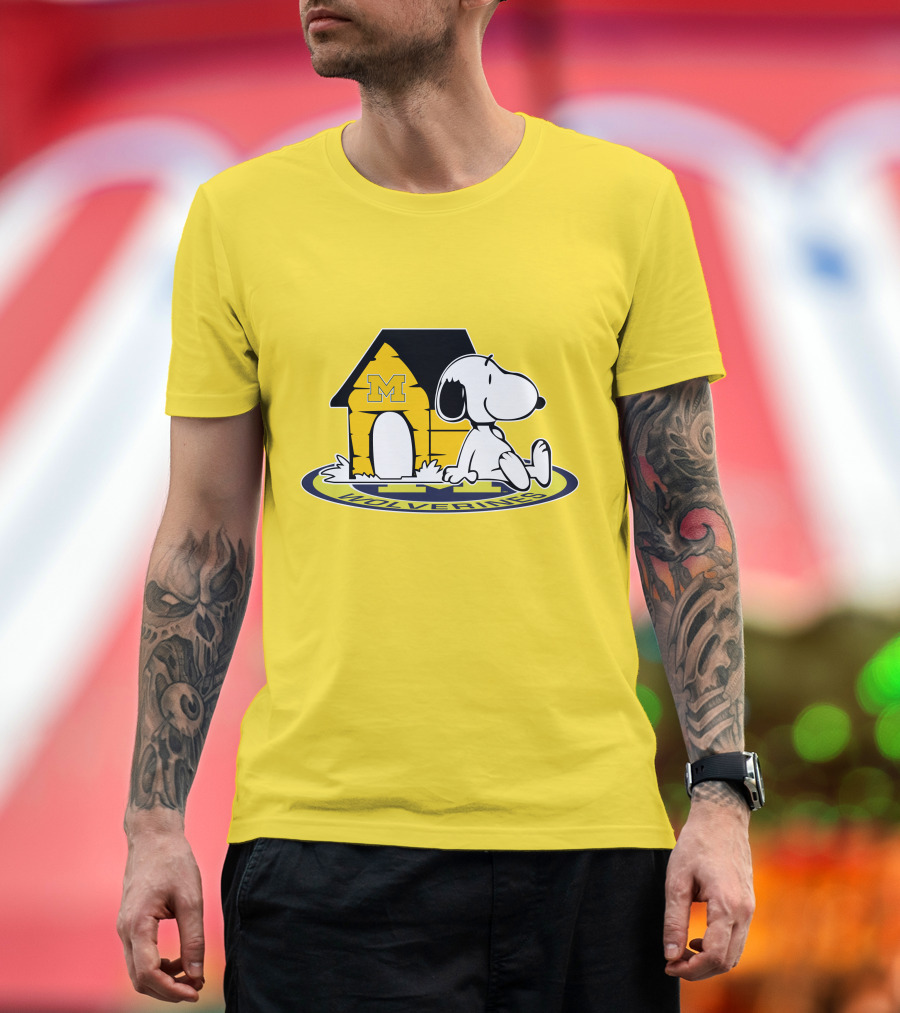 Michigan Wolverines Snoopy Doghouse Fan Now And Forever T-Shirt