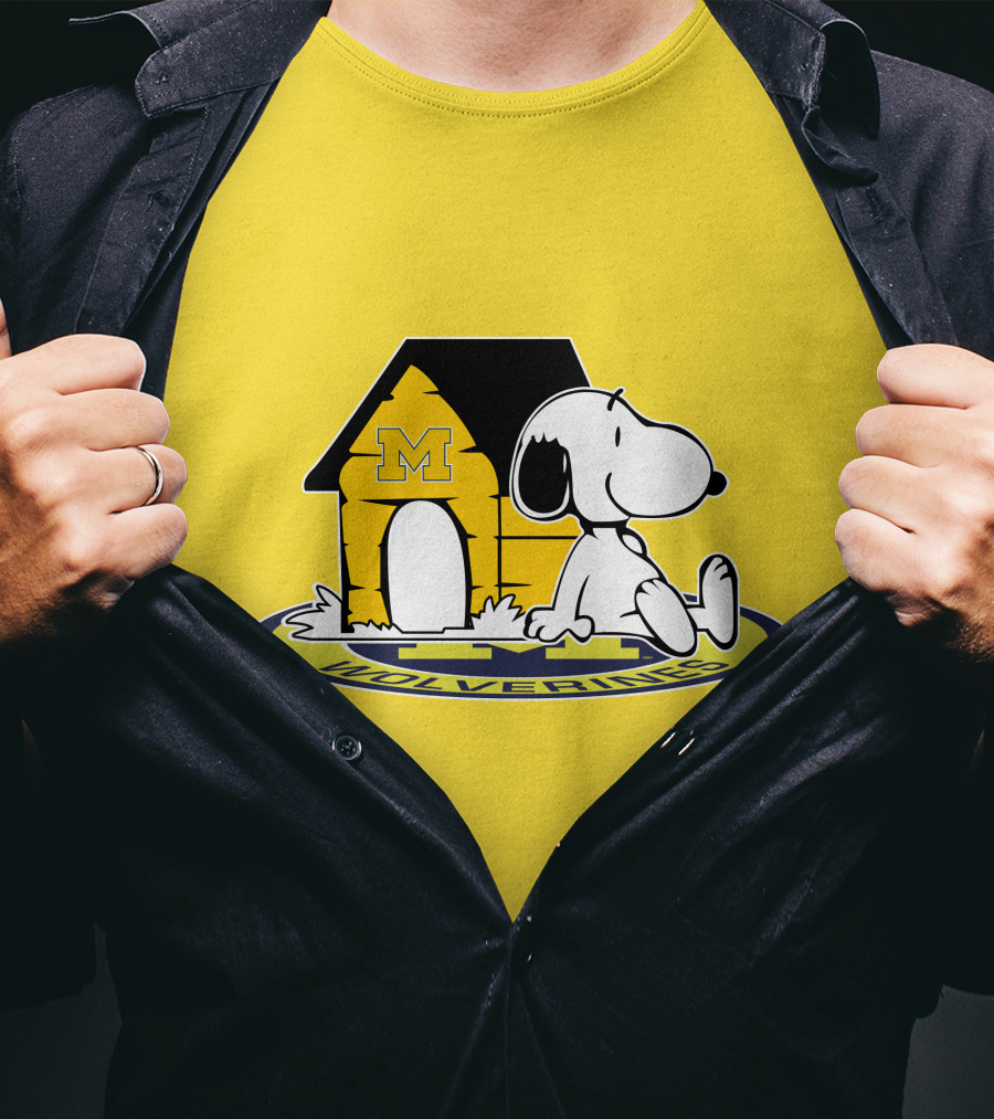 Michigan Wolverines Snoopy Doghouse Fan Now And Forever T-Shirt