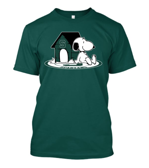 Michigan State Spartans Fan Now And Forever Snoopy Peanuts Doghouse T-Shirt