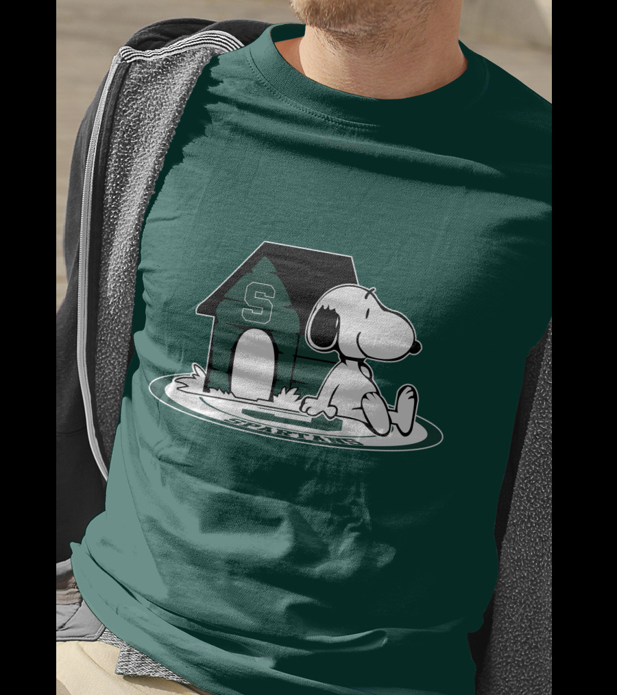 Michigan State Spartans Fan Now And Forever Snoopy Peanuts Doghouse T-Shirt