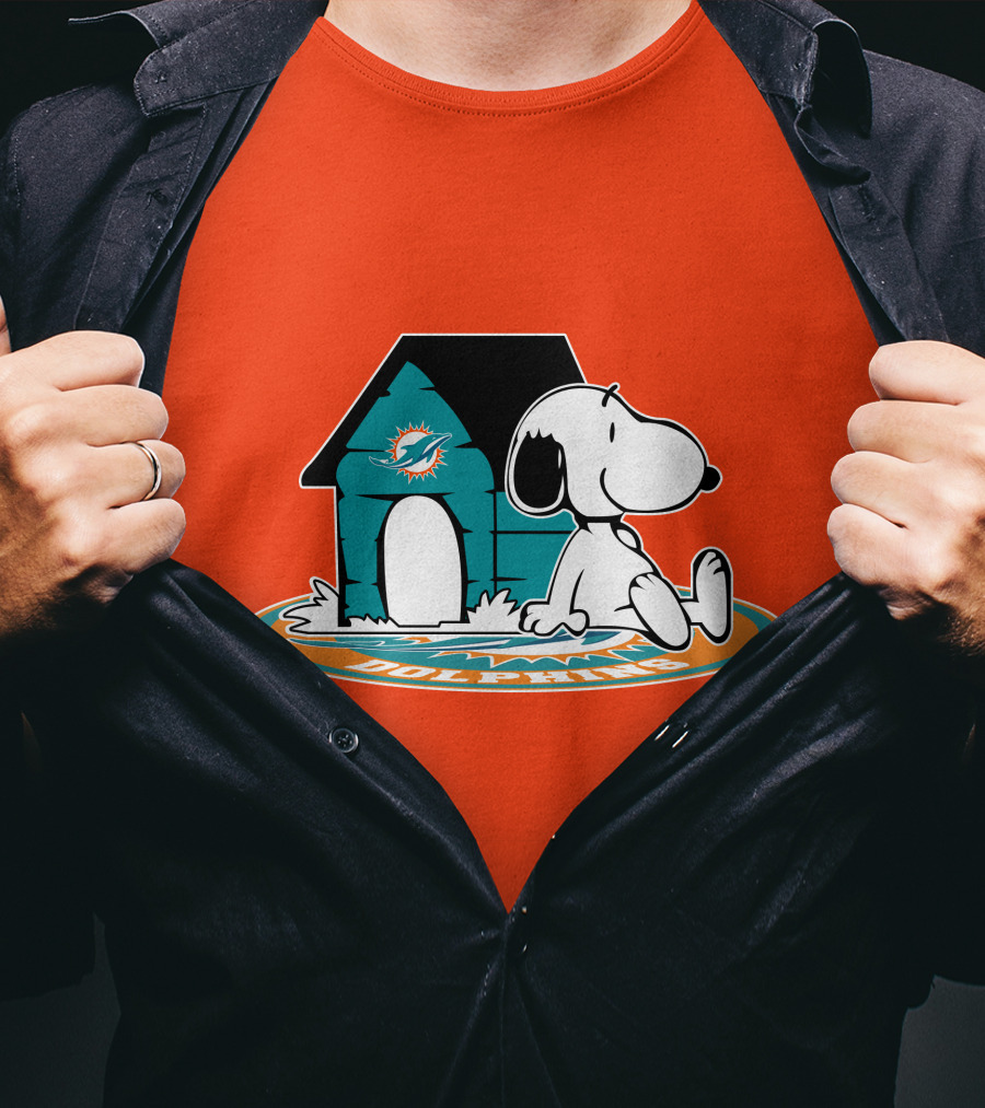 Miami Dolphins Fan Forever With Snoopy House T-Shirt