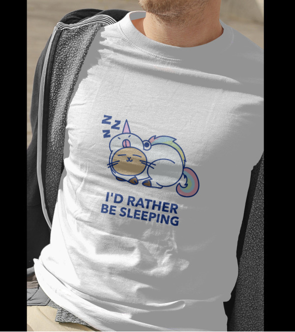 I'd Rather Be Sleeping Unicorn Cat ZZZ T-Shirt